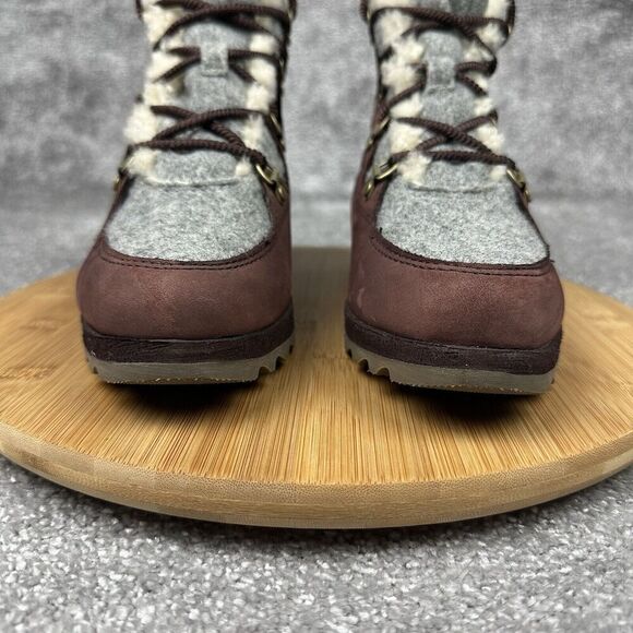 Sorel Sneakchic Alpine Booties Women 9.5 Red Gray Shearling Fur Lined NL3287908 - Picture 3 of 11